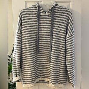 Fleece wool striped hoodie